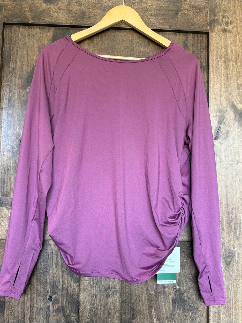HALARA Long-Sleeve Side-Ruched Top in Plum